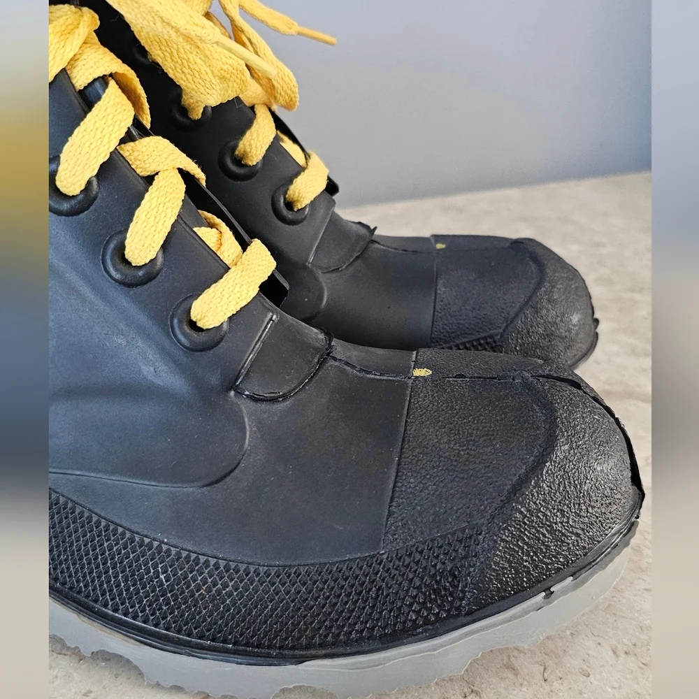 Bata Steel Shank Rubber Boots Mens Size 7 Black Yellow ANSI Z41 PT99 Military
